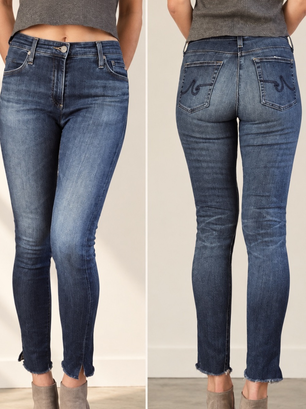 Anthropologie AG-ED Adriano Goldschmied Farrah High Rise Skinny Ankle Blue Denim